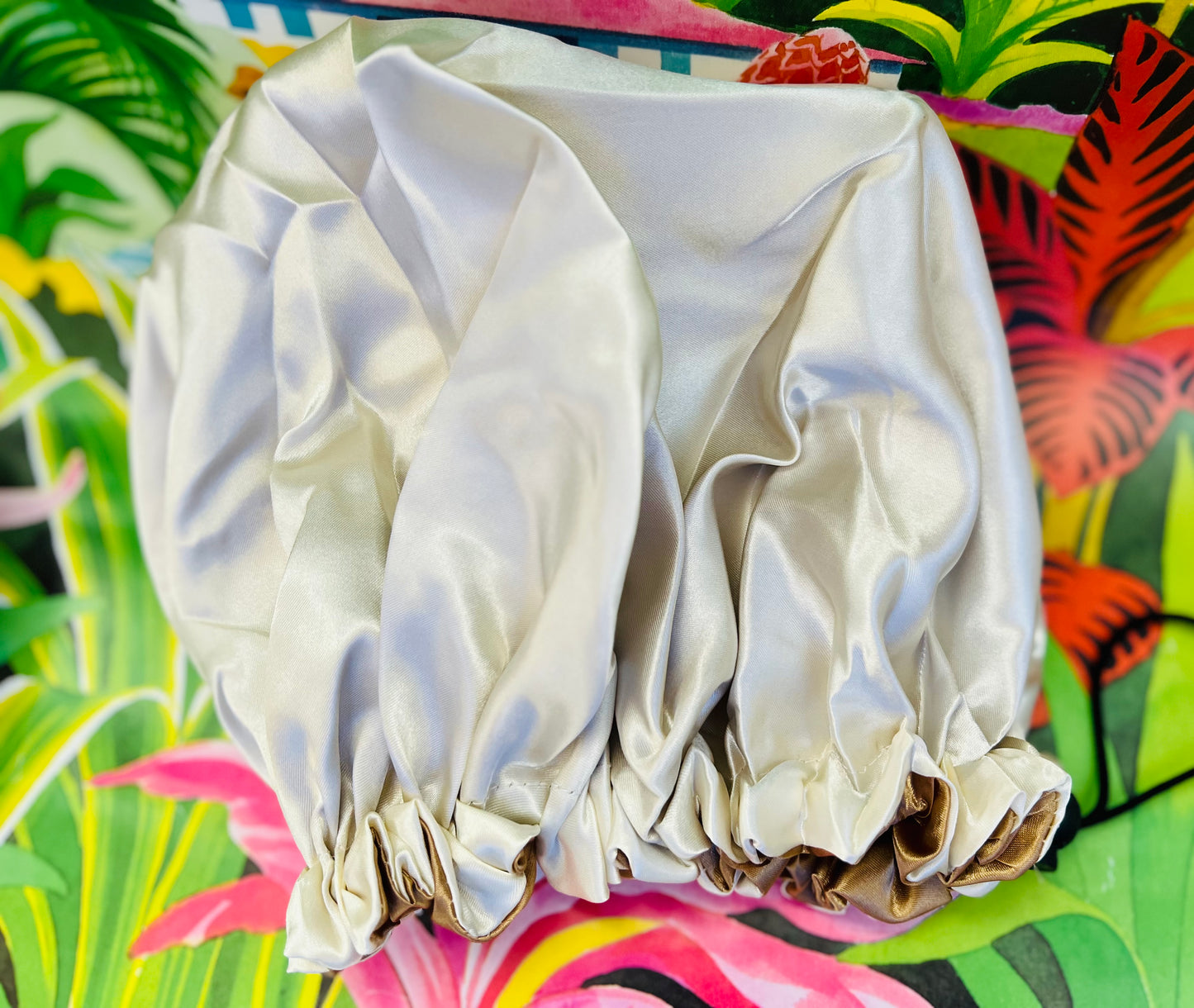 Reversible Satin Sleep Bonnet – Brown & Gold | Miss Faty
