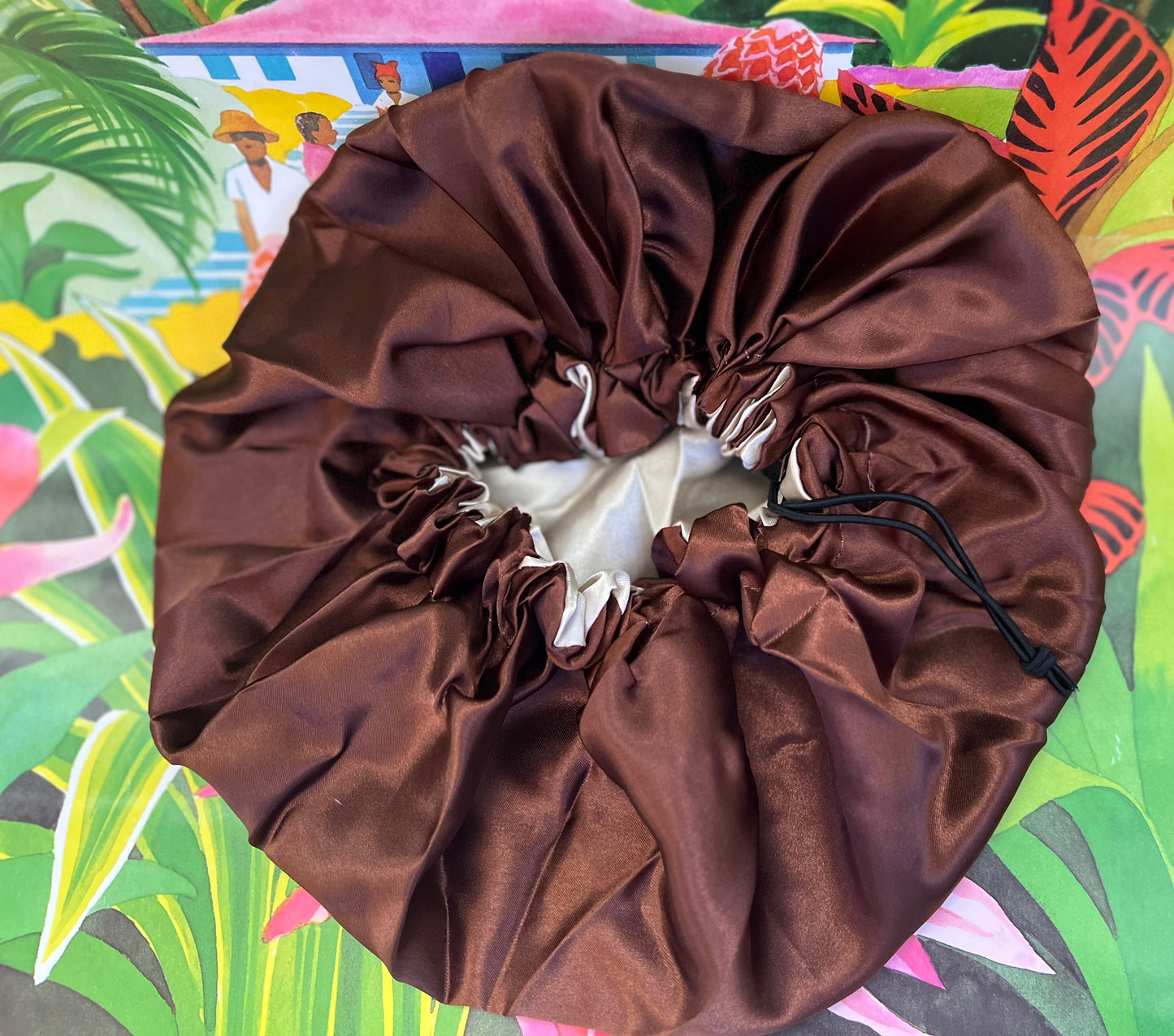 Reversible Satin Sleep Bonnet – Brown & Gold | Miss Faty