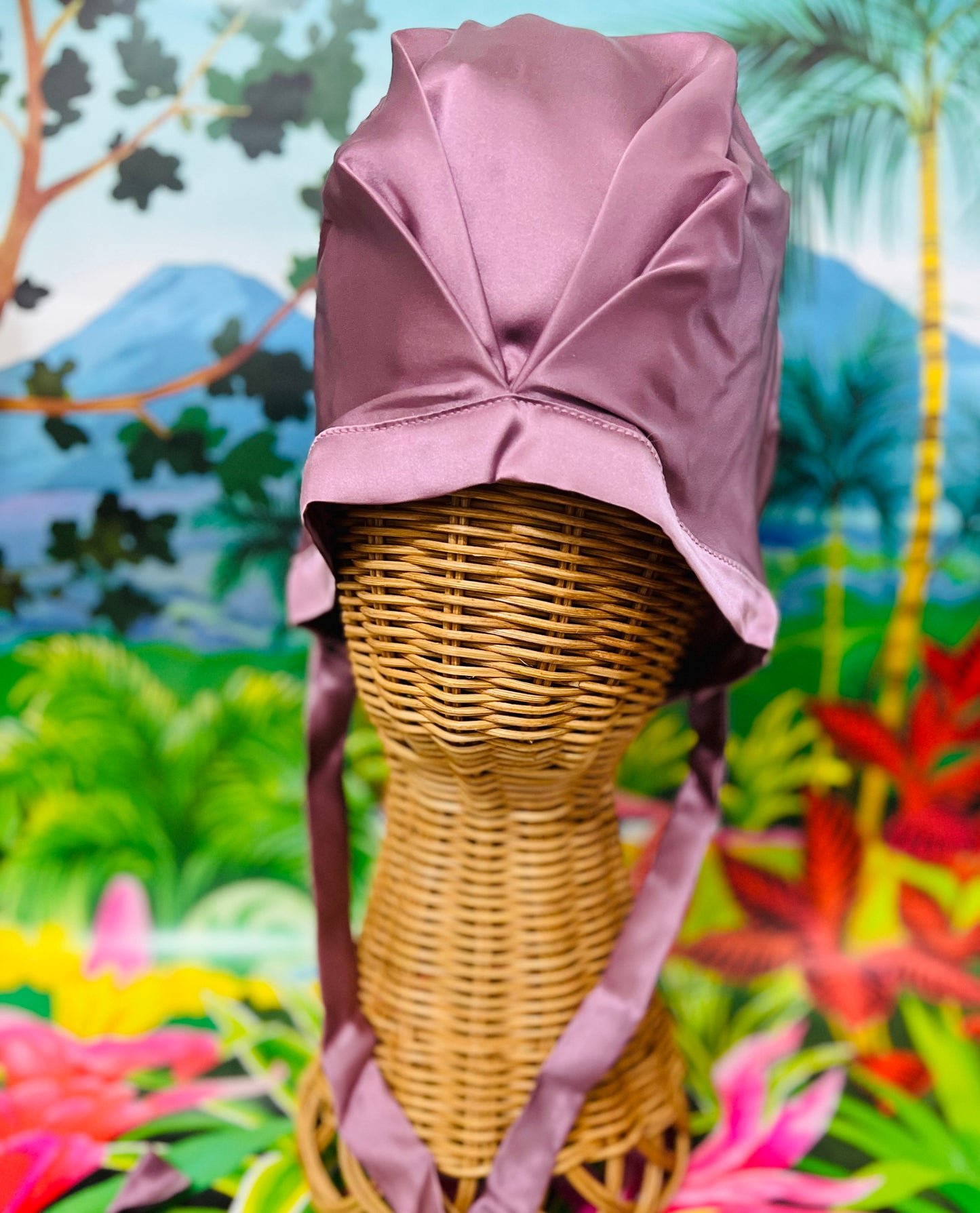 Bonnet de Soie de Mûrier 100% Luxueux - Bonnet de Nuit à Nœud Papillon Réglable - miss Julia
