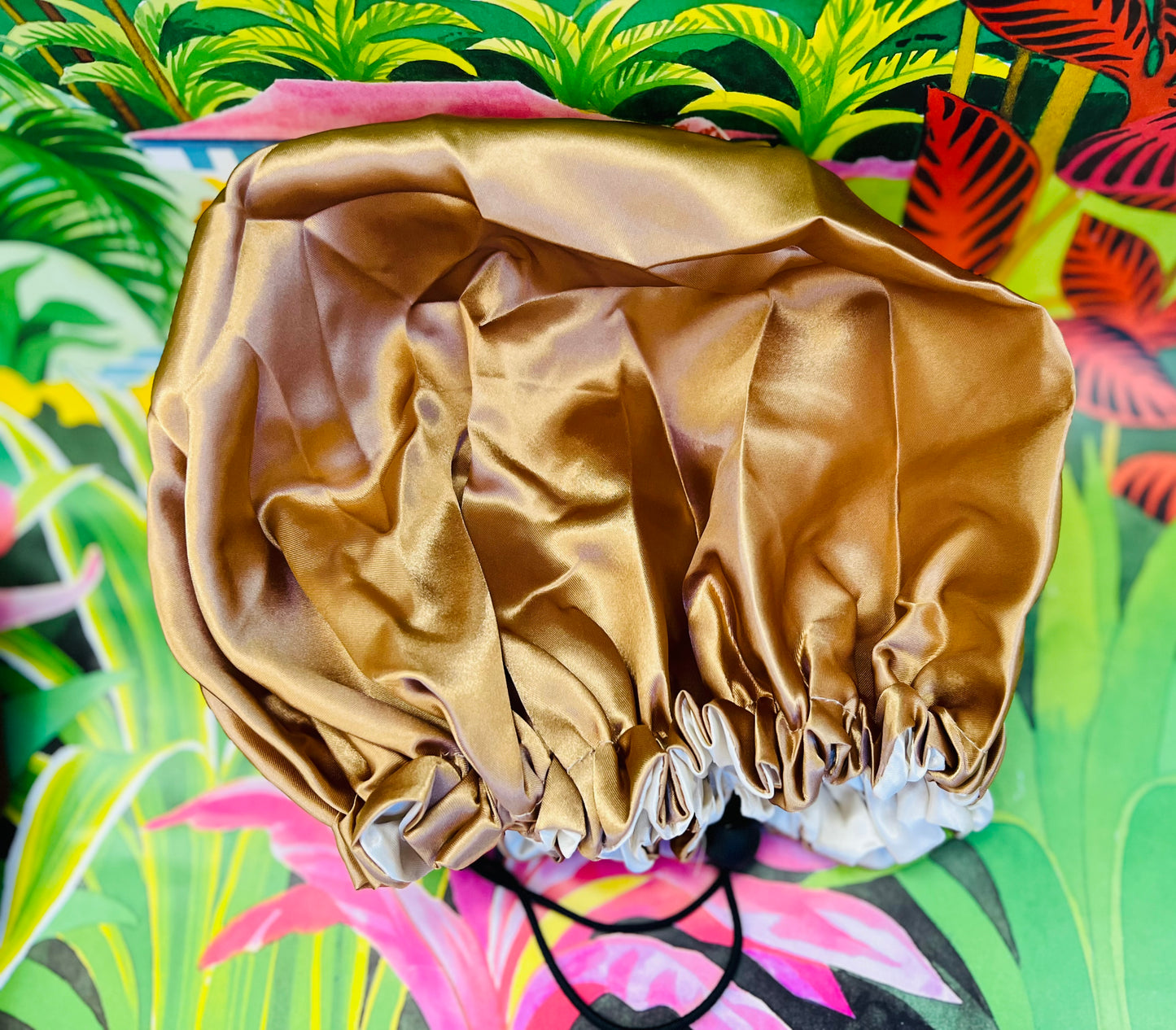 Reversible Satin Sleep Bonnet – Brown & Gold | Miss Faty