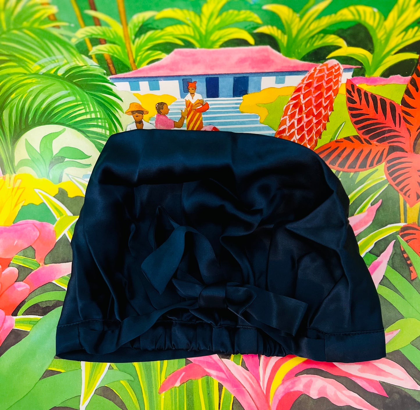 Bonnet de Soie de Mûrier 100% Luxueux - Bonnet de Nuit à Nœud Papillon Réglable - miss Julia